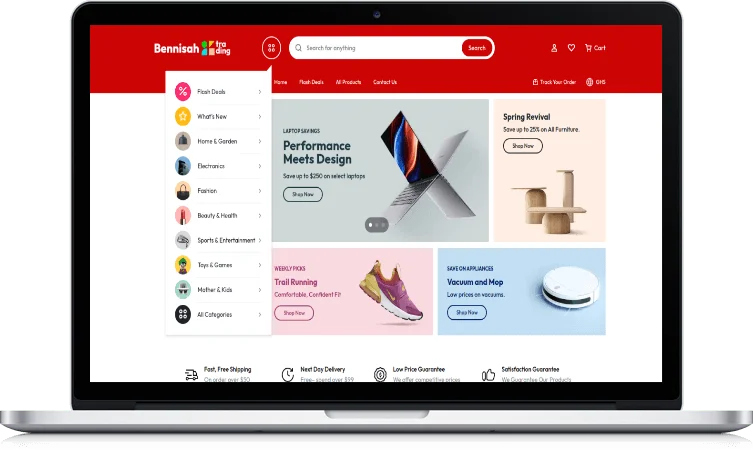 Bennisah Trading — E-commerce website by Tekosoft