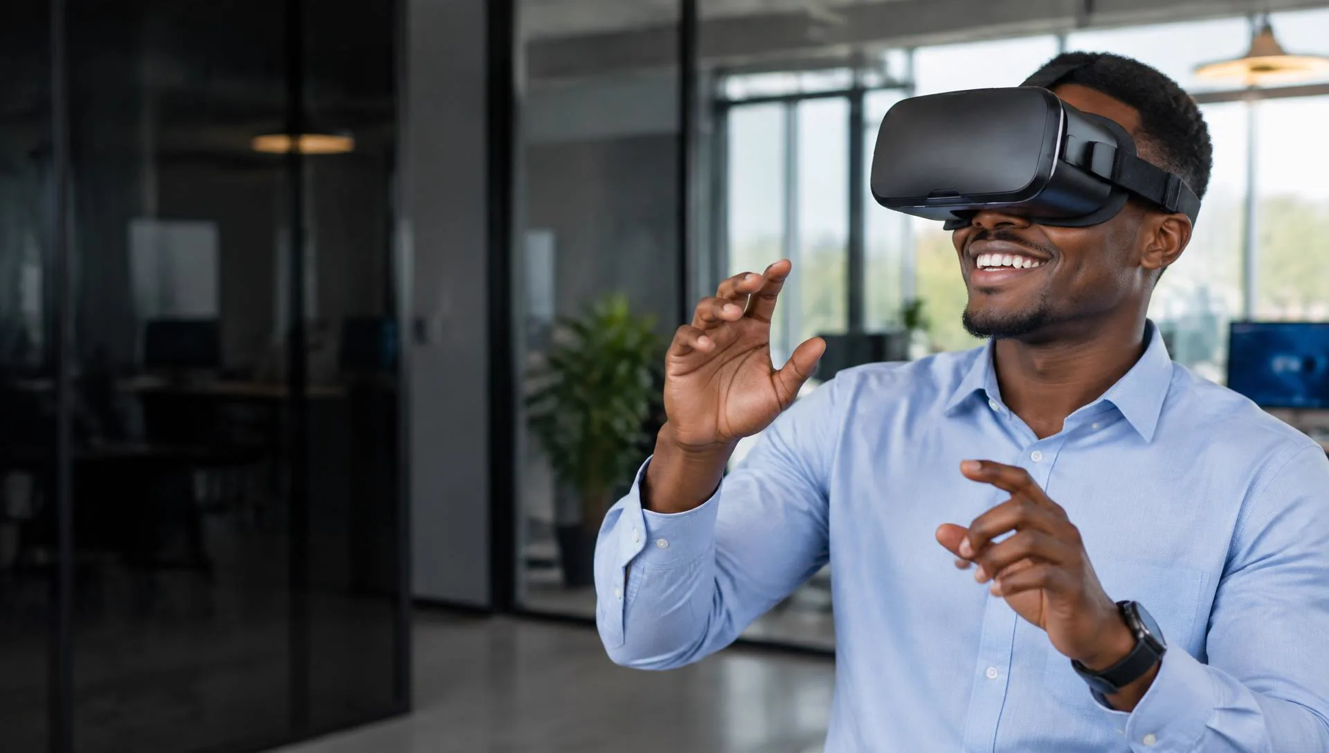 An African professional exploring virtual reality technology
